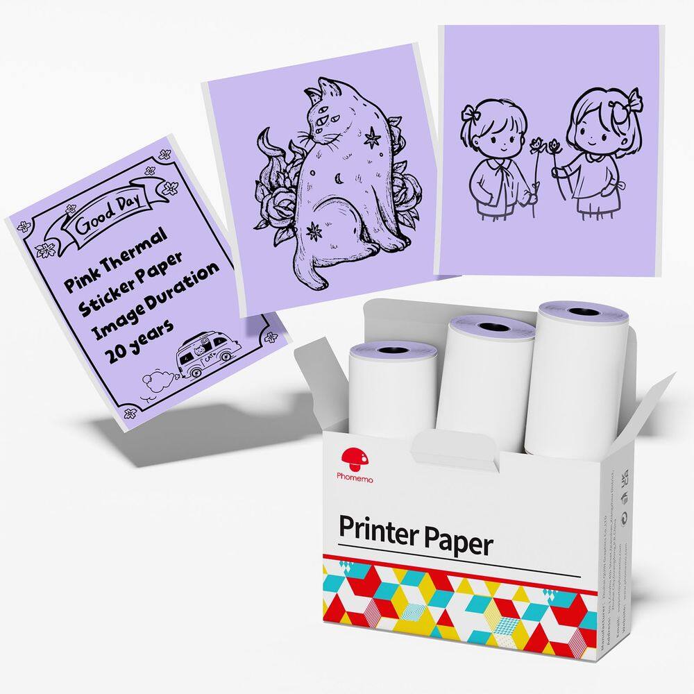 Papel térmico Phomemo Purple Autoadesivo para impressora M02