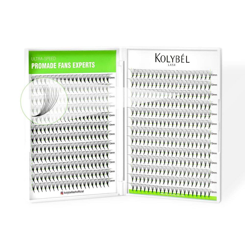 Extensões de cílios Ventiladores pré-fabricados Kolybel 10D 12mm x500