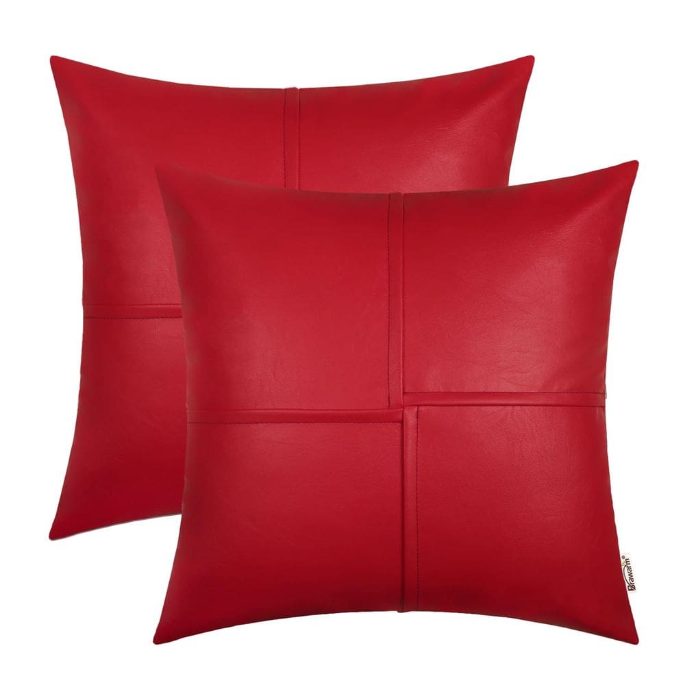 Capas de almofada BRAWARM, couro sintético, 55 cm, vermelho de Natal