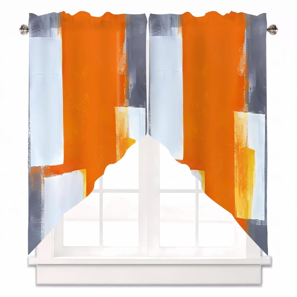Cortina Valance AYTTBIS Arte Abstrata Graffiti Laranja 71x91cm