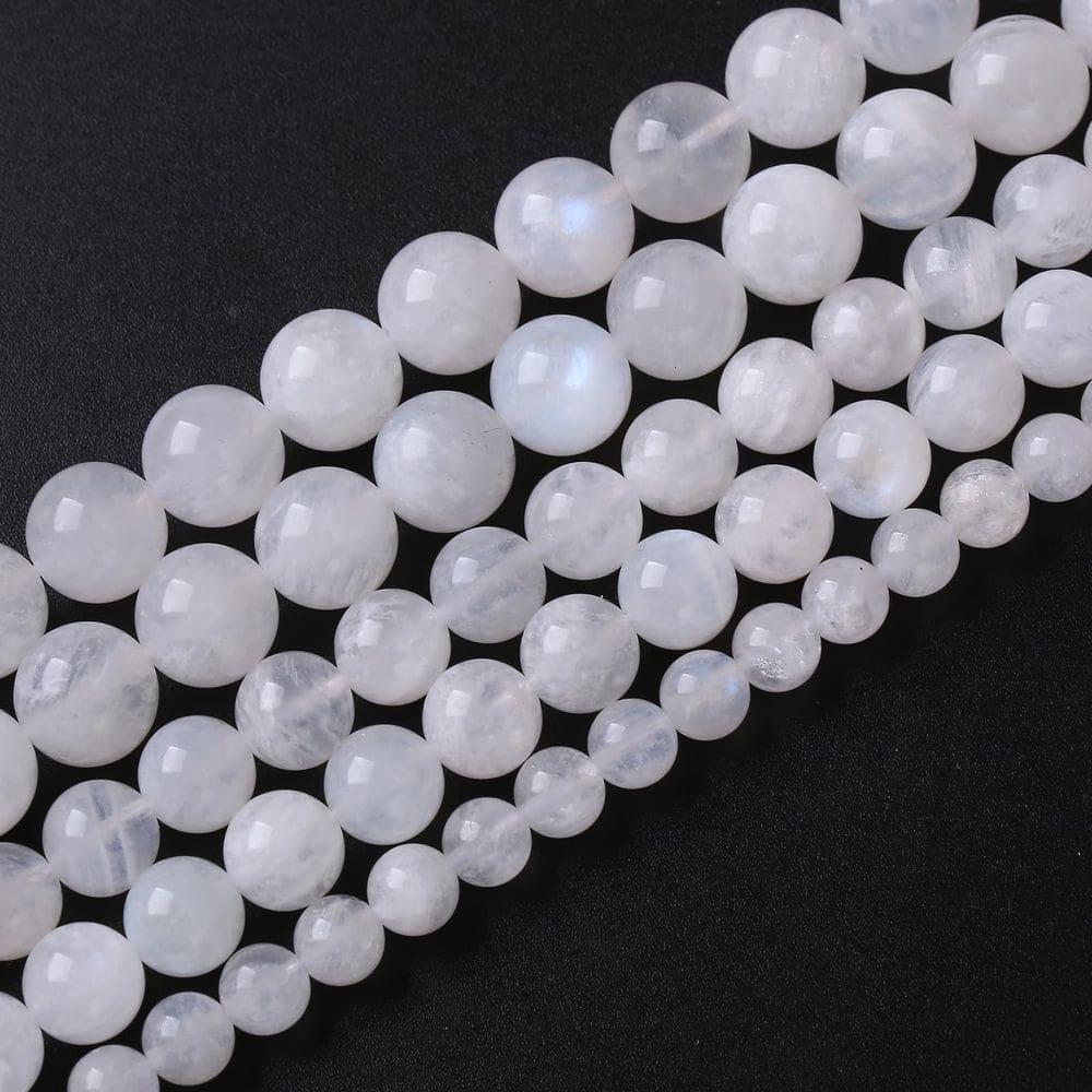 Pedra preciosa branca da lua Jiejinyu Beads 8 mm 90 unidades