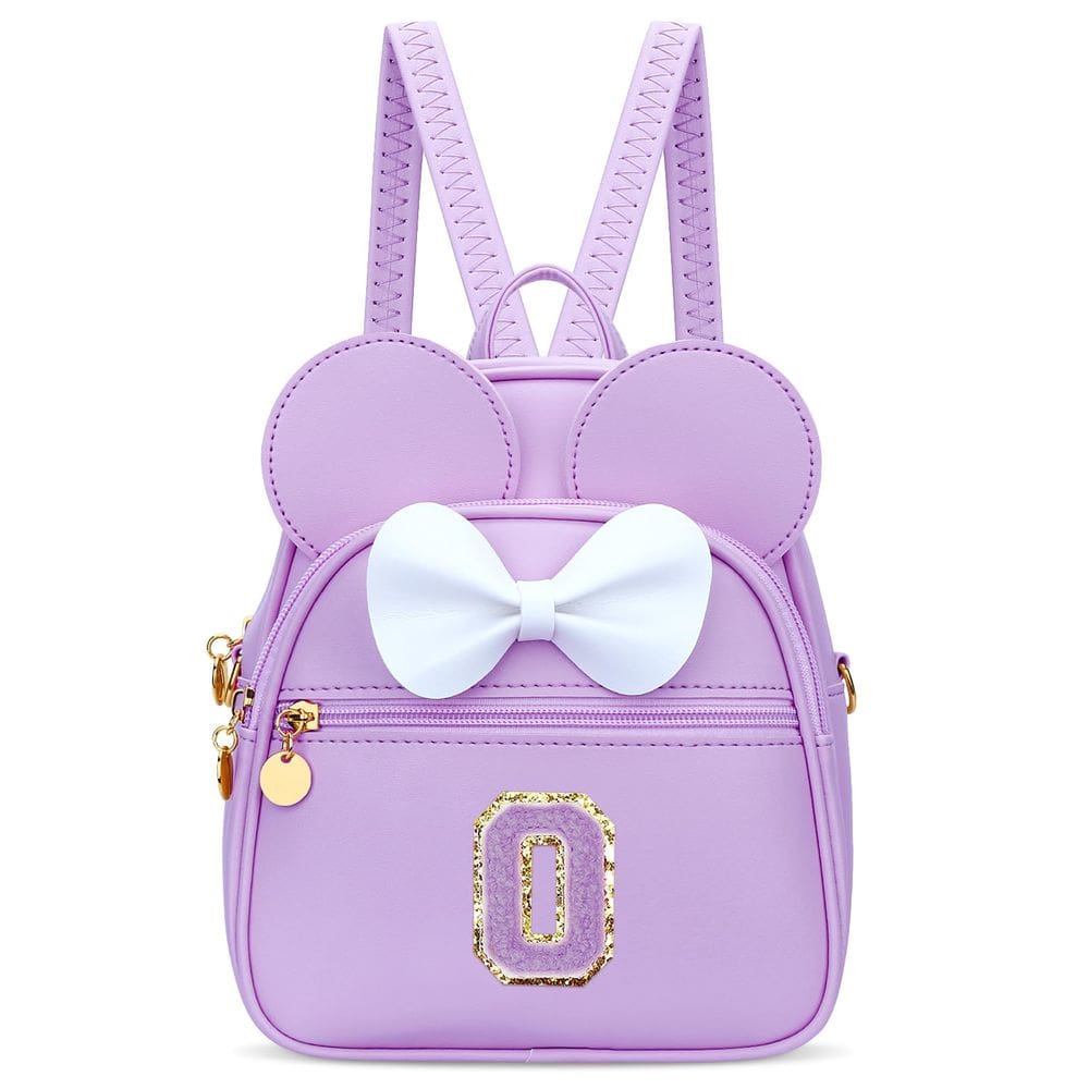 Mini mochila KXIU Girls Initial Bowknot Faux Leather Purpl
