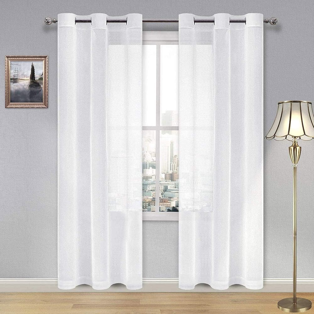 Cortinas transparentes DWCN Faux Linen Voile Grommet 36 x 84 polegadas, 2 painéis
