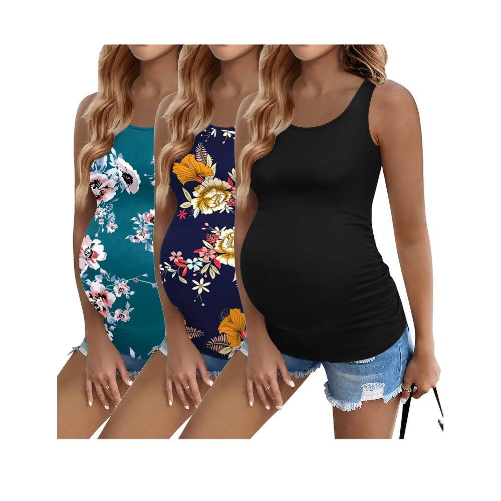 Maternity Tops Ekouaer Pregnancy Hospital Labor, pacote com 3 unidades M