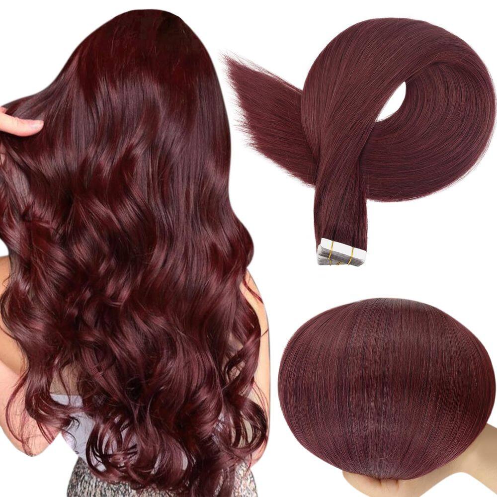 Fita adesiva em extensões de cabelo Full Shine Wine Red 30 g 20 unidades 30 cm