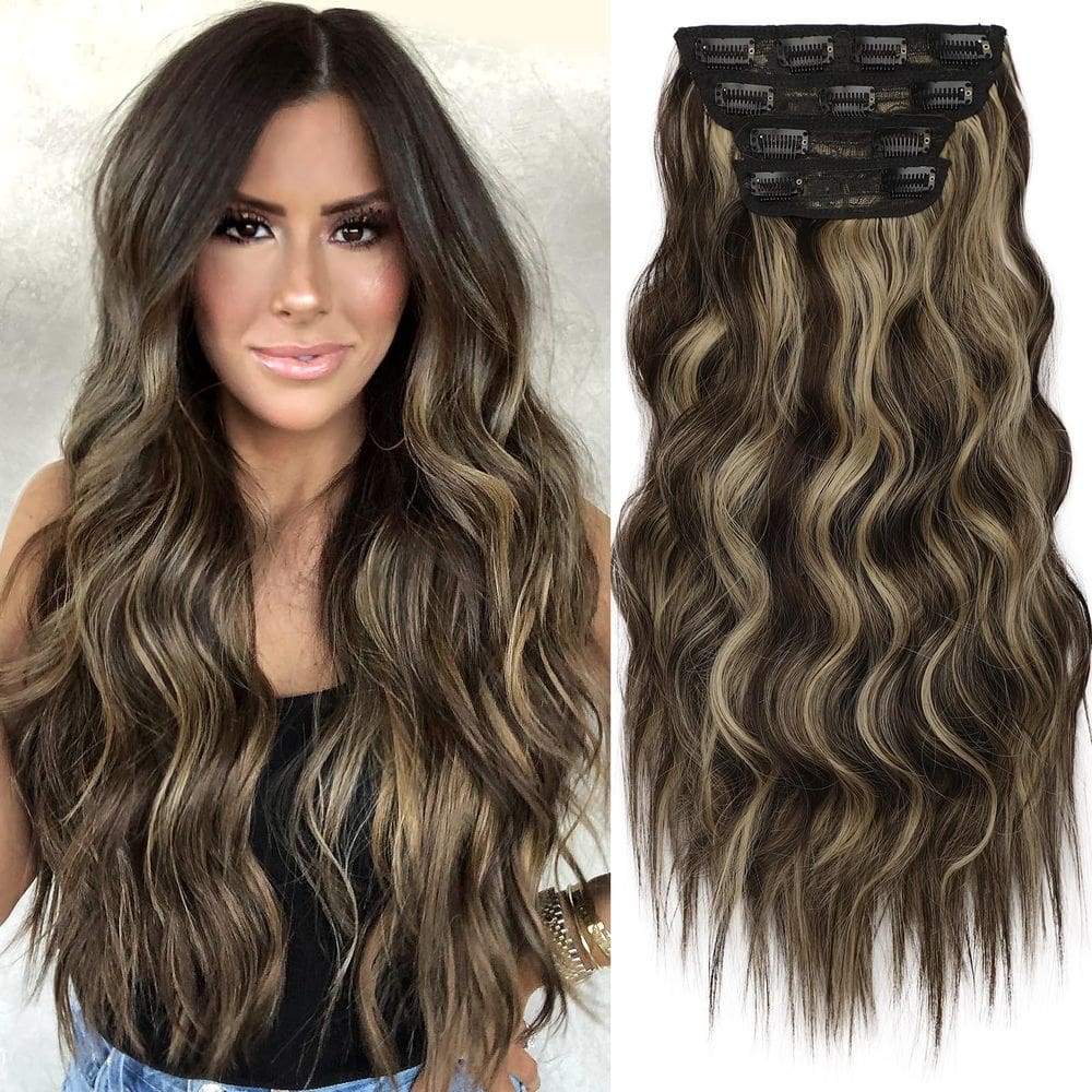 Extensões de cabelo KookaStyle Long Wavy Synthetic 50 cm 4 PCS