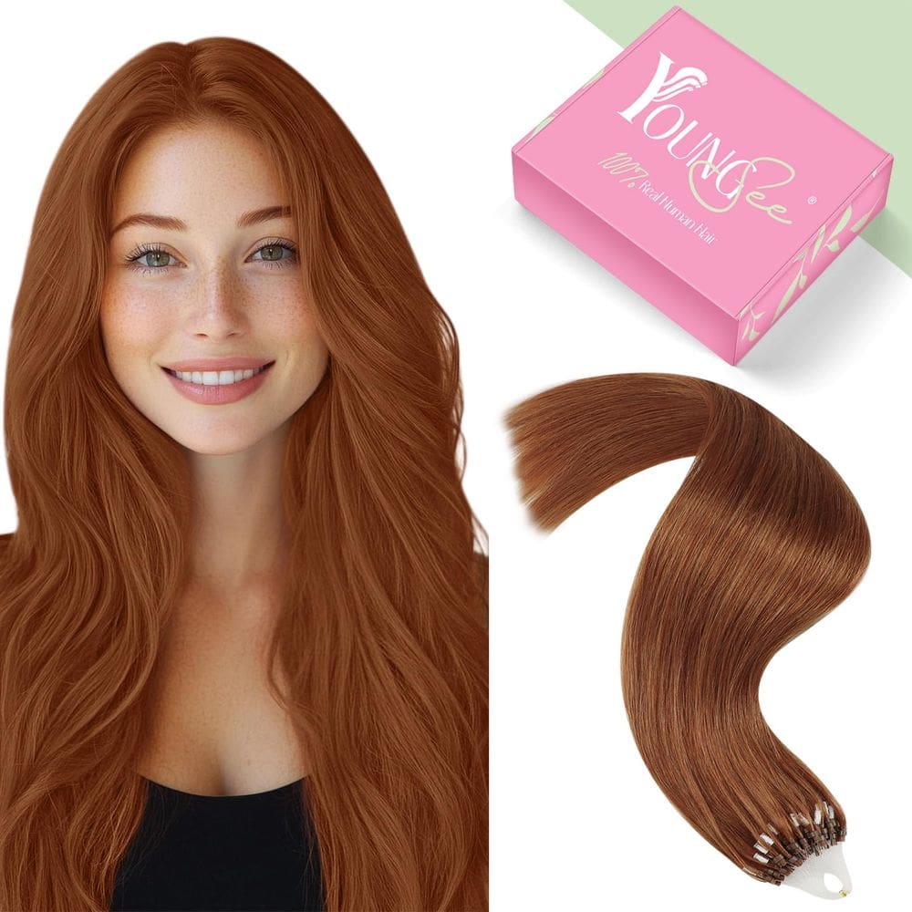 Extensões de cabelo YoungSee Micro Bead Copper 18 polegadas 25g 25s