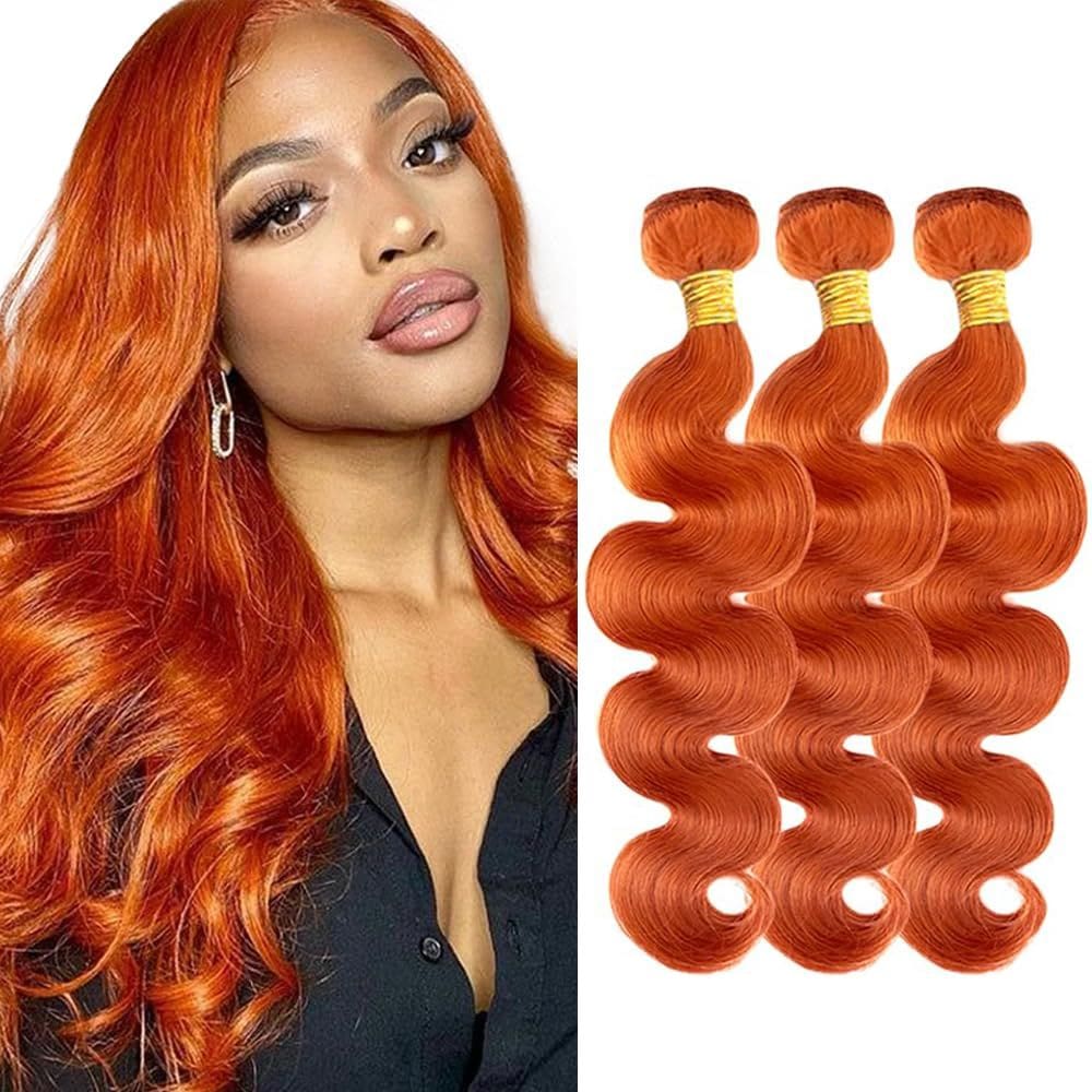 Pacote de cabelo Auokmar Ginger Body Wave 3 pacotes 40cm 350
