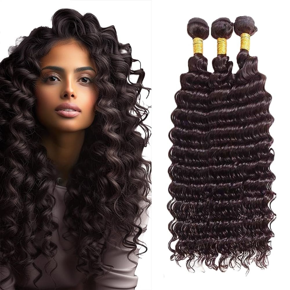 Pacotes de cabelo MAMART Deep Wave 14 polegadas marrom escuro x4
