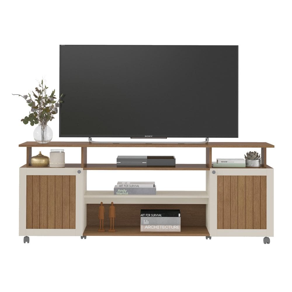 Rack Bancada TV 75 POL 2 Portas 180 cm Cinamomo Off White ARLY