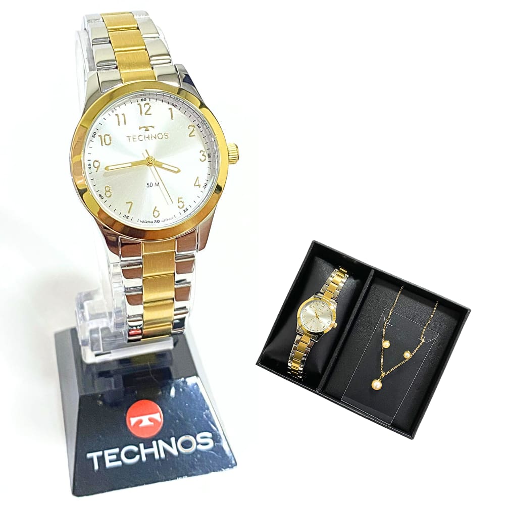Relógio Technos Feminino Analógico Bicolor Boutique Kit 2035MKK/K5K