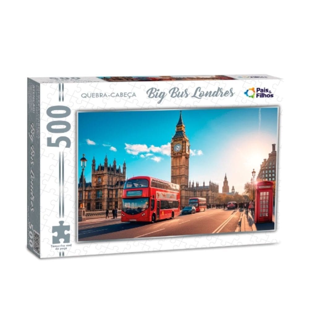 Quebra Cabeça Paisagem Big Bus Londres 500 Peças +7 Anos Pais e Filhos