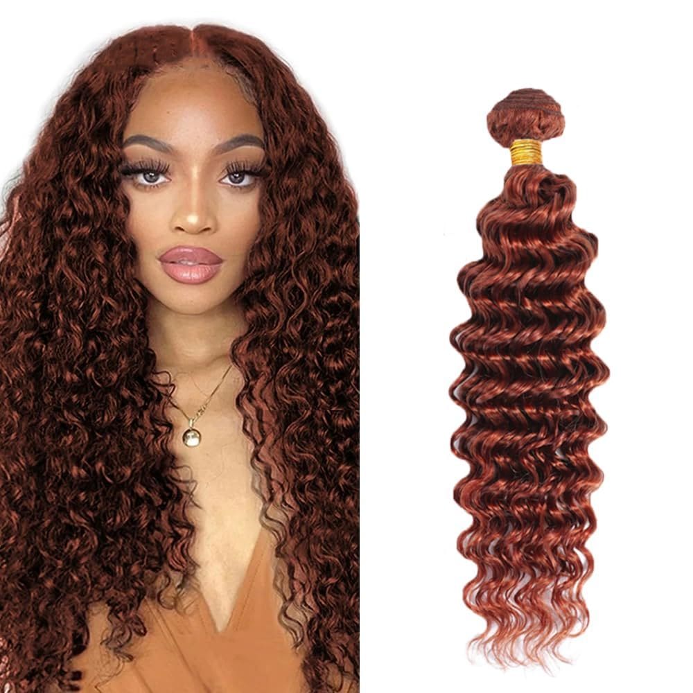 Pacotes de cabelo HuxoWax Copper Deep Wave Peruvian Virgin 22cm