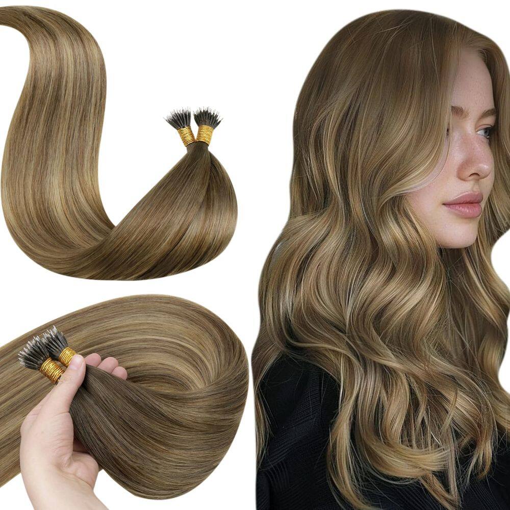 Extensões de cabelo Nano Bead LaAvoo Balayage Brown 35cm 50g