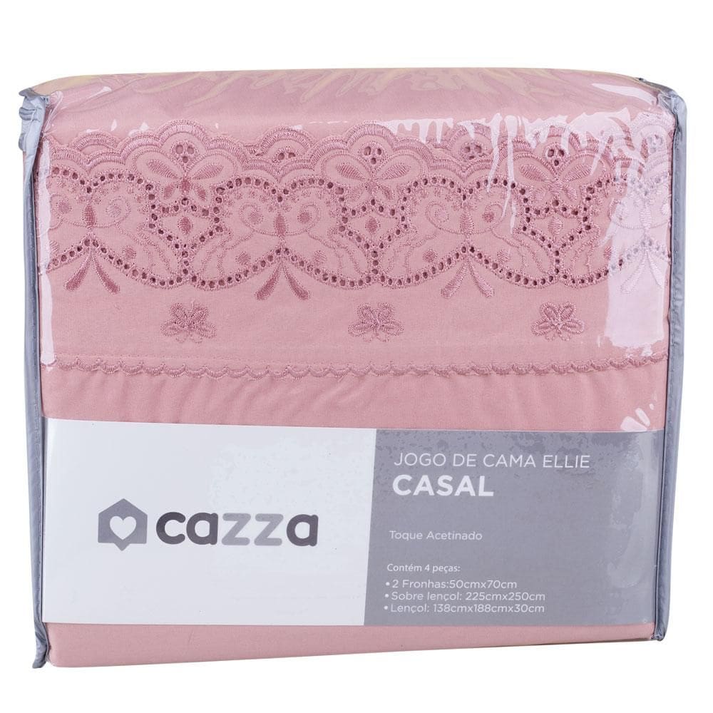Jogo de Cama Casal 4 Peças Microfibra Rose Ellie Cazza