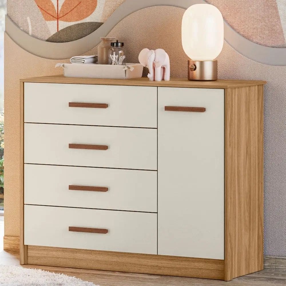 Cômoda Pérola Nature Off White Peternella Móveis