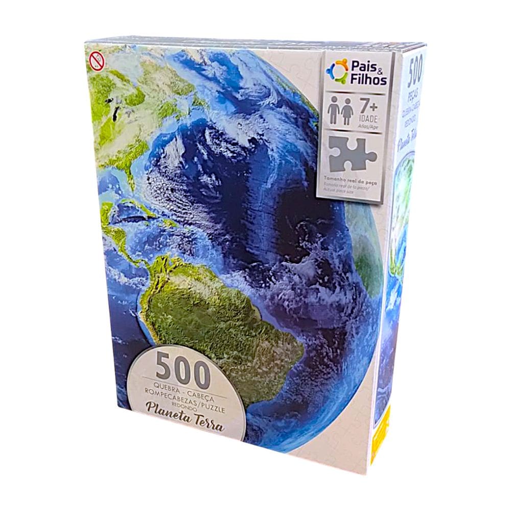 Quebra Cabeça Redondo Planeta Terra Universo 500 Peças Infantil Pais e Filhos