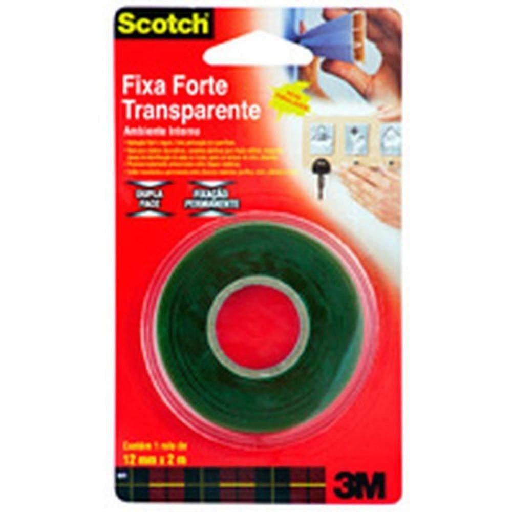 Fita Dupla Face 3m Forte Fixa 12 Mm X 2 Metros