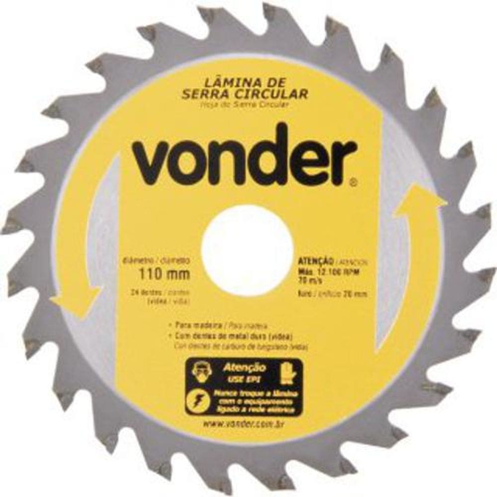 Jogo Vonder C/3 De Lamina De Serra Circular Vonder 110X20X24