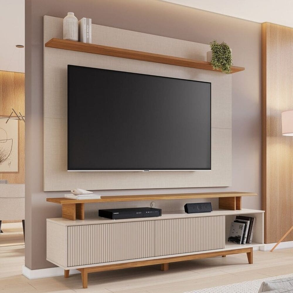 Rack com Painel para Tv até 70 Polegadas 180cm Off White TX/Freijó Trend