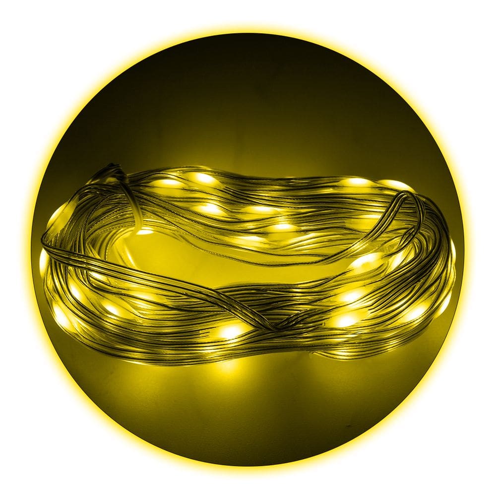 Led Pisca Linha Com 30 Metros Lâmpadas Tomada 8 Modos Natal Ano Novo Cor:Amarelo