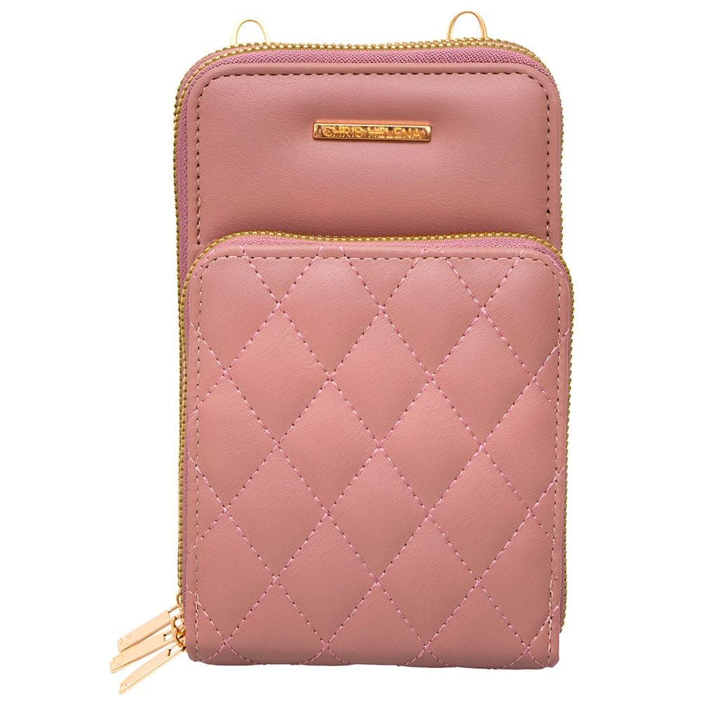 Bolsa Carteira Feminina Com Alça Textura Matelassê Cor:Nude