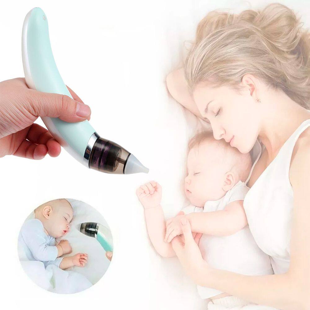 Aspirador Nasal Infantil Elétrico USB Bebê Limpeza De Nariz Cor:Verde Água