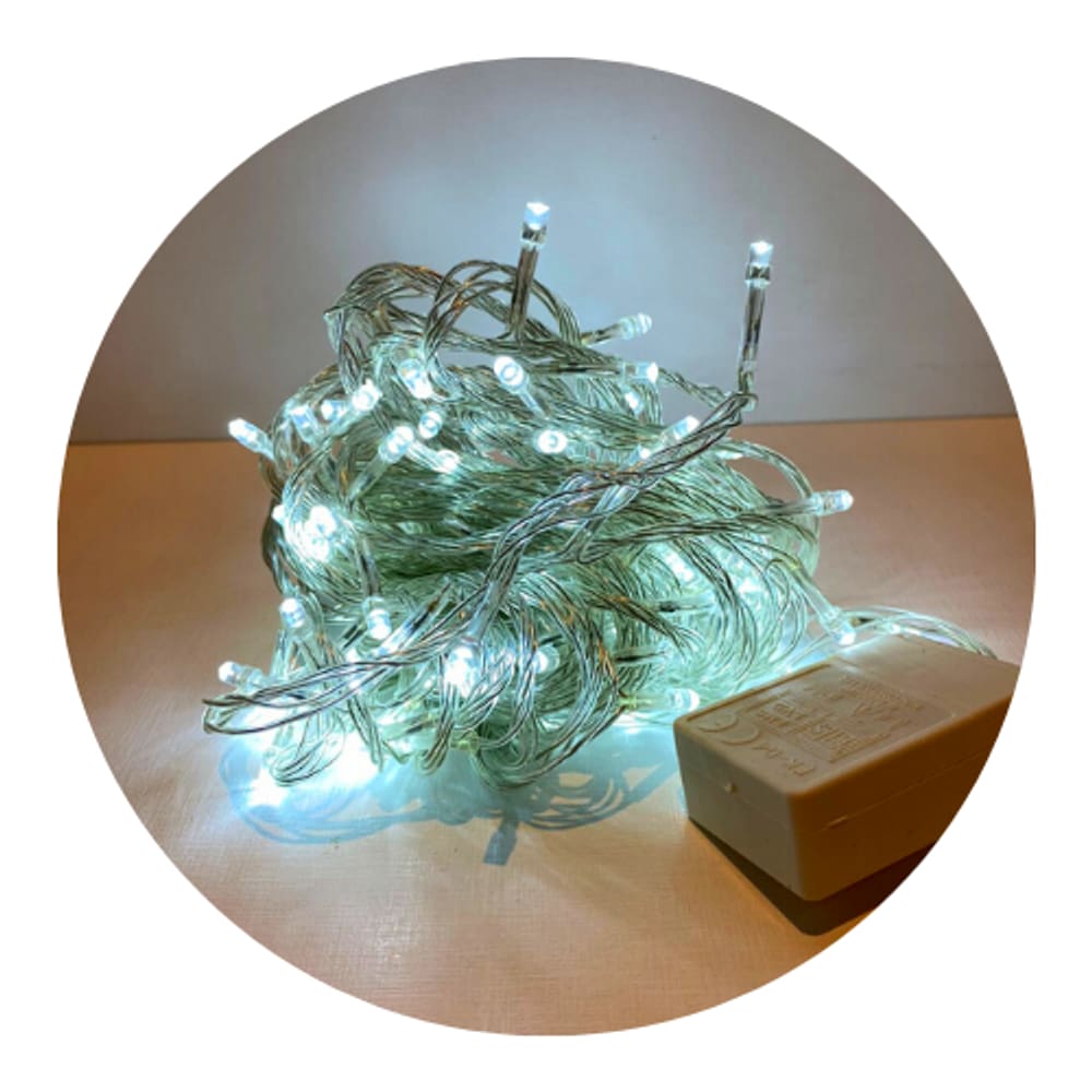 Cordão Com 100 Lampadas De Led Formato Pequena Gota 10 Metros Fio Crystal Cor:Banco frio
