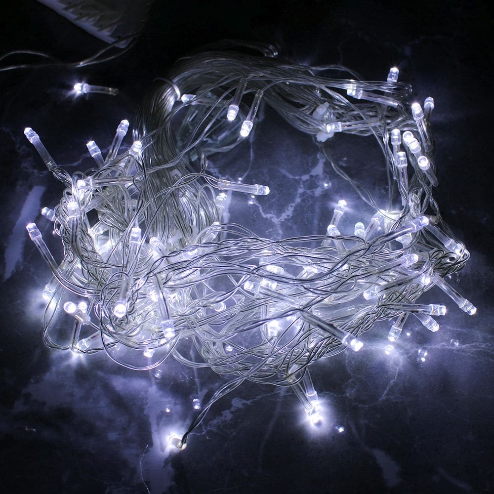 Pisca de LED Cascata 100L 3M X 70CM 8 Modos Tomada Natal Ano Novo Festas Cores:Branco