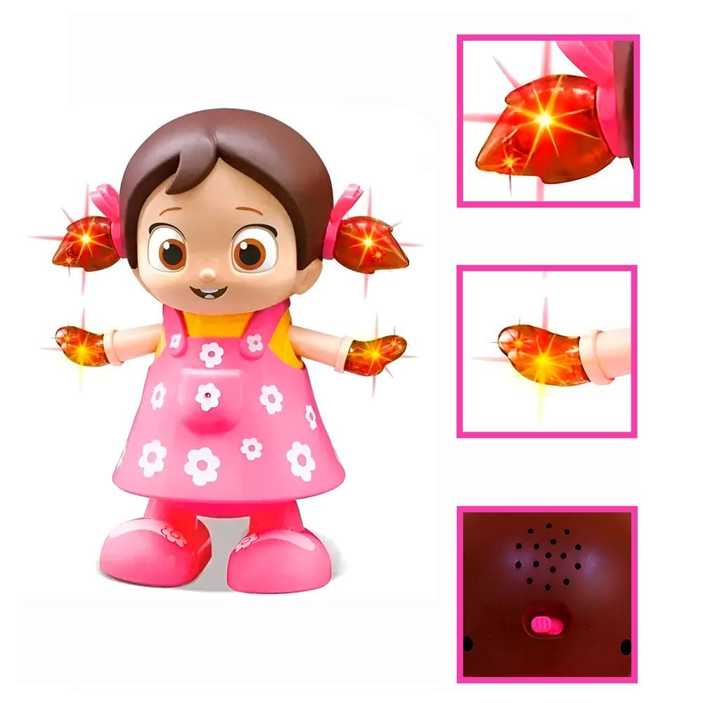 Brinquedo Boneca Dança Canta Luzes e Sons Vestido Rosa
