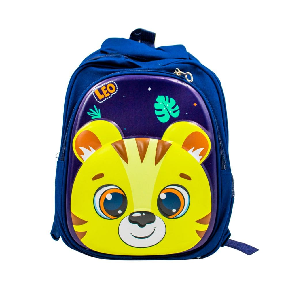 Mochila Escolar Infantil Bichinhos Bolsa De Costas Creche Alto Relevo Modelo:Tigre Azul Marinho