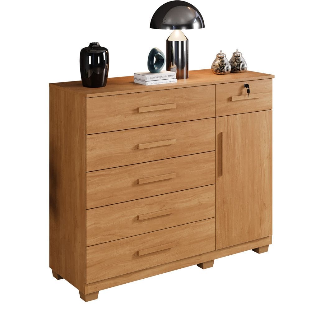 Cômoda Milano 6 Gavetas 1 Porta  1 Prateleira Com Sapateira - Benetil