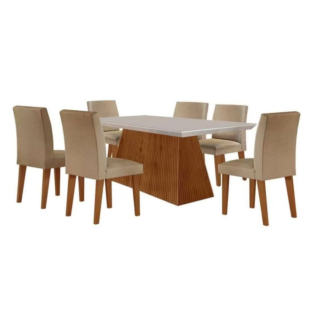 Mesa De Jantar Retangular Luna 6 Lugares - Off White