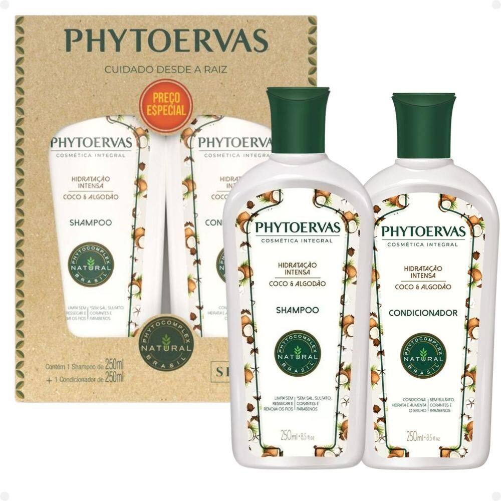 Kit Phytoervas Hidratação Intensa Coco E Algodão: Shampoo e Condicionador 250ml