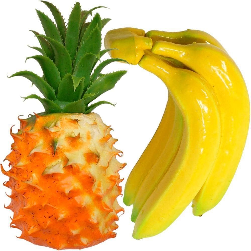 Kit 6 Abacaxi Tropical Maço Bananas Fruta Em Isopor Enfeite