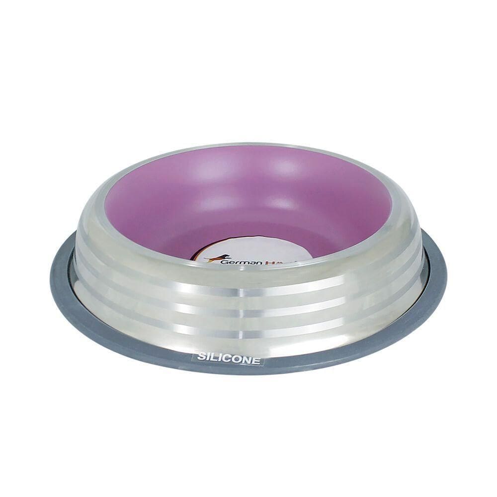 Comedouro Inox Premium Rosa 210ml - Antiderrapante, Durável E Fácil De Limpar