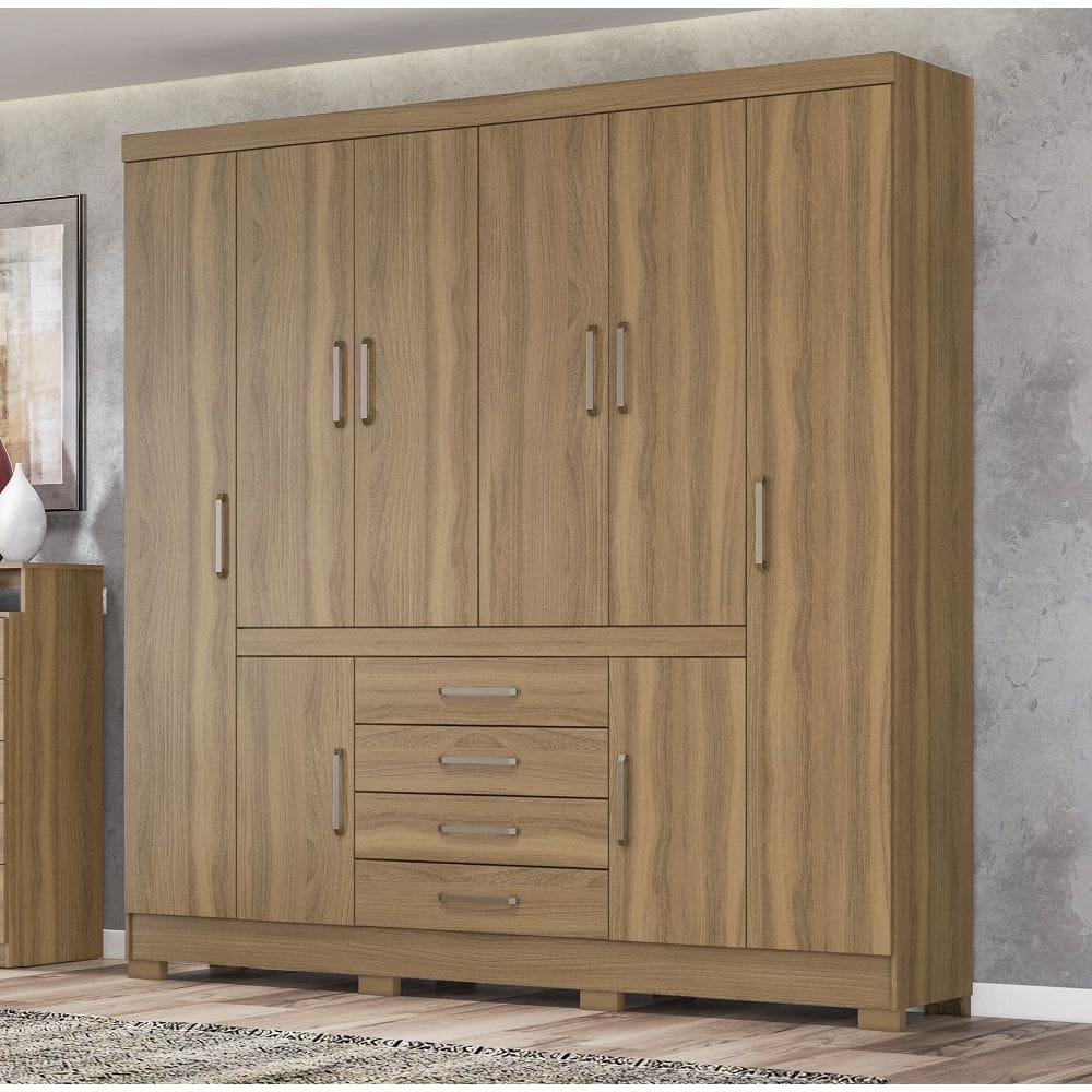 Guarda Roupa Casal New Realce ELE/ELA 201cm - Amêndola Touch Demóbile
