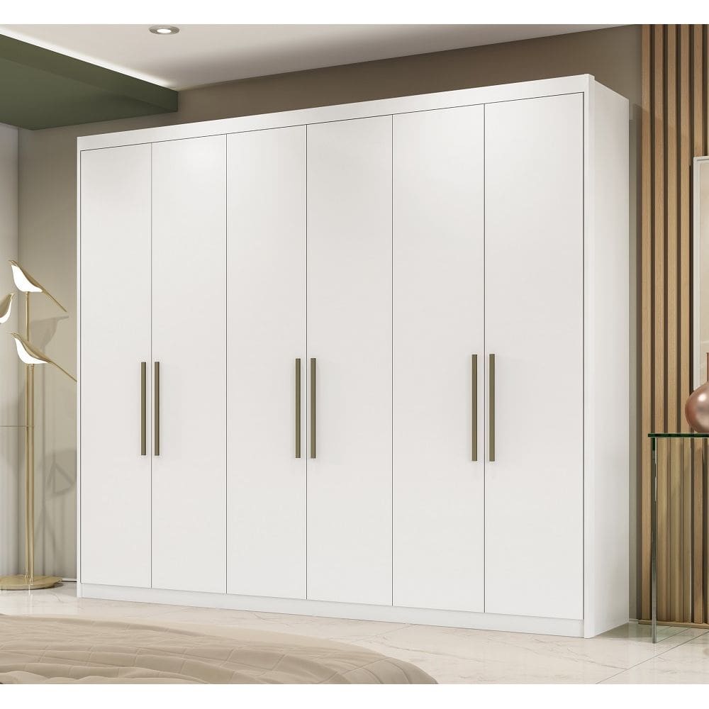 Guarda Roupa Casal 6 portas 3 Gavetas Sumatra - Branco Demóbile