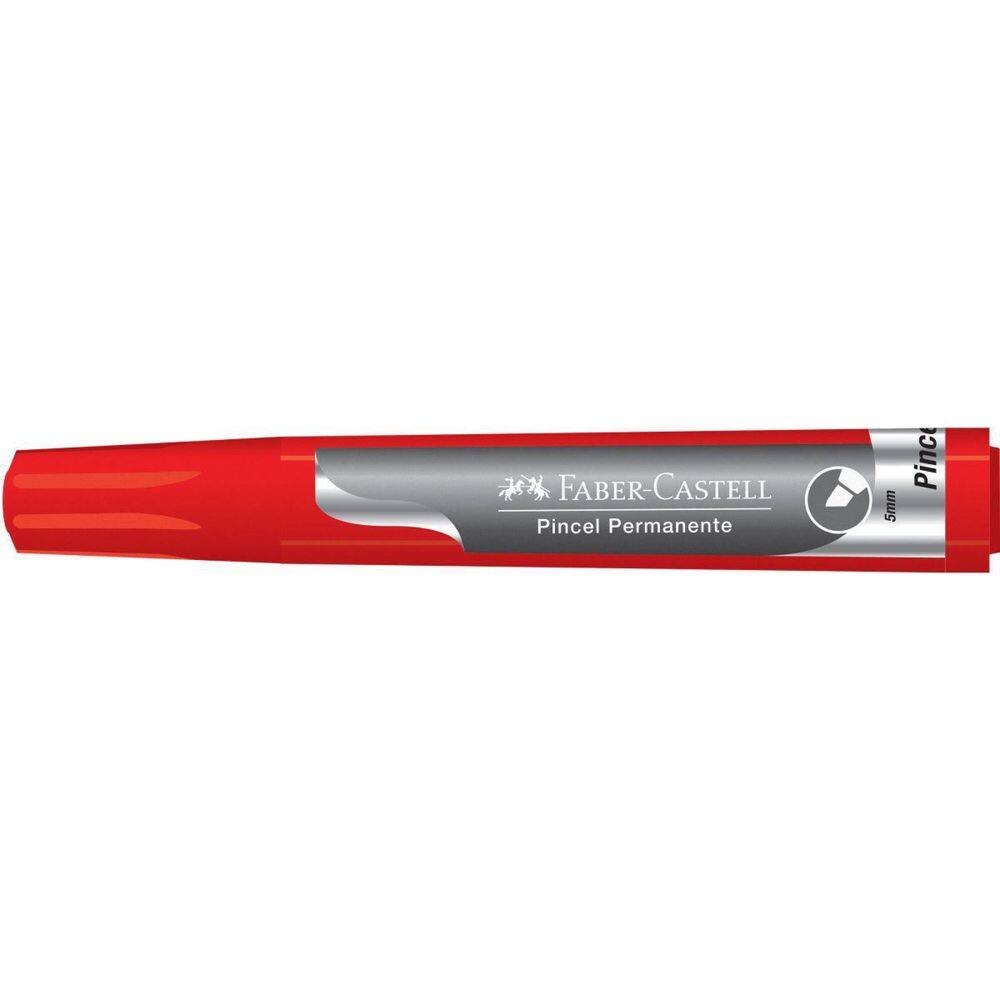Pincel Marcador Permanente Vermelho Faber Castell - 12 Un