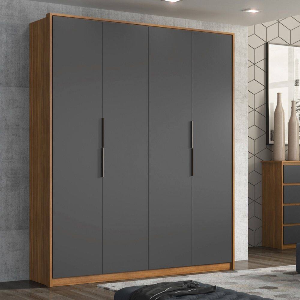 Guarda Roupa Attore 4 Portas 190m com Cabideiro - Amendola Touch/Grafito Demóbile