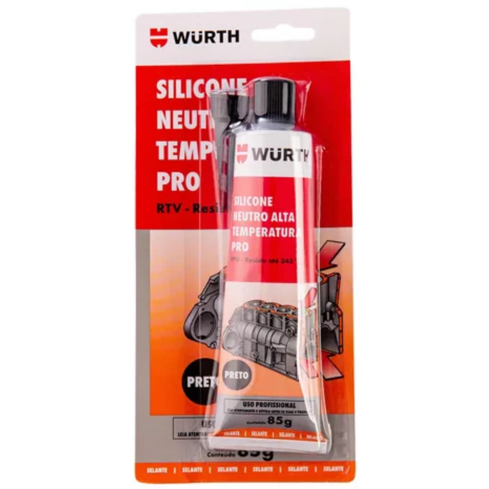 Cola Silicone Preto Pro Alta Temperatura Wurth Automotivo 85g