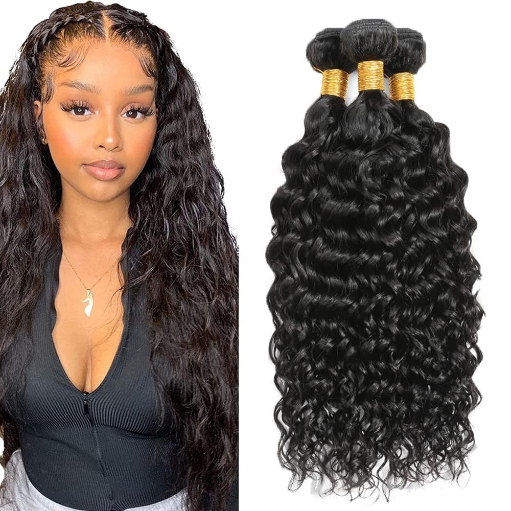 Pacotes de cabelo Poirewa Water Wave 10A Brazilian Virgin 28-32