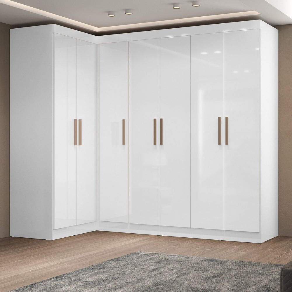 Guarda-roupa de Canto Modulado 7 Portas Paris Branco