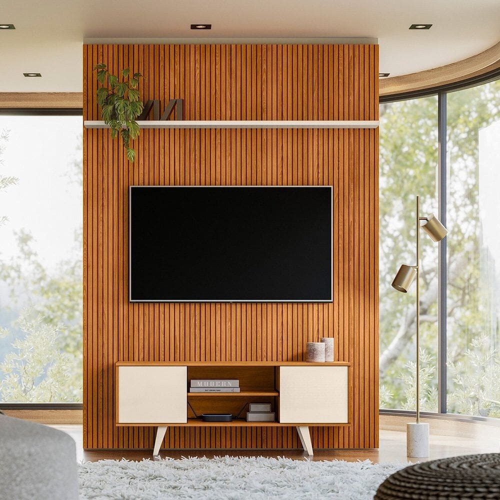 Rack com Painel para Tv até 65 Polegadas New Panorama Cinamomo/Off White