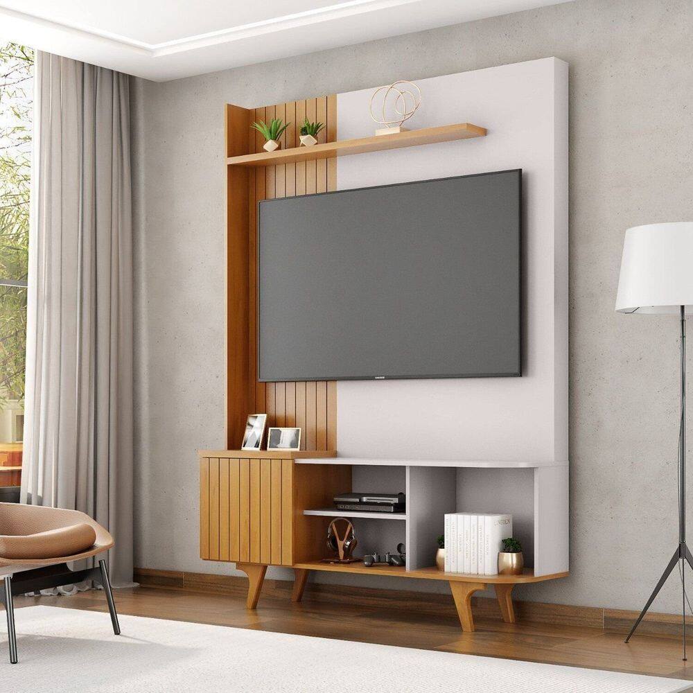 Estante Home para Tv de até 55 Polegadas Corumbaú Naturalle/Off-White