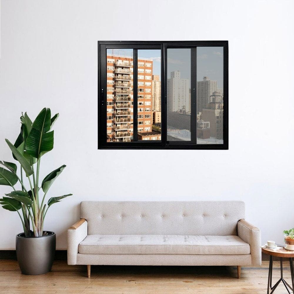 Janela Vitro 2 Folhas Móveis com Tela Mosqueteira Alumínio 100x120 Linha 25 Preto