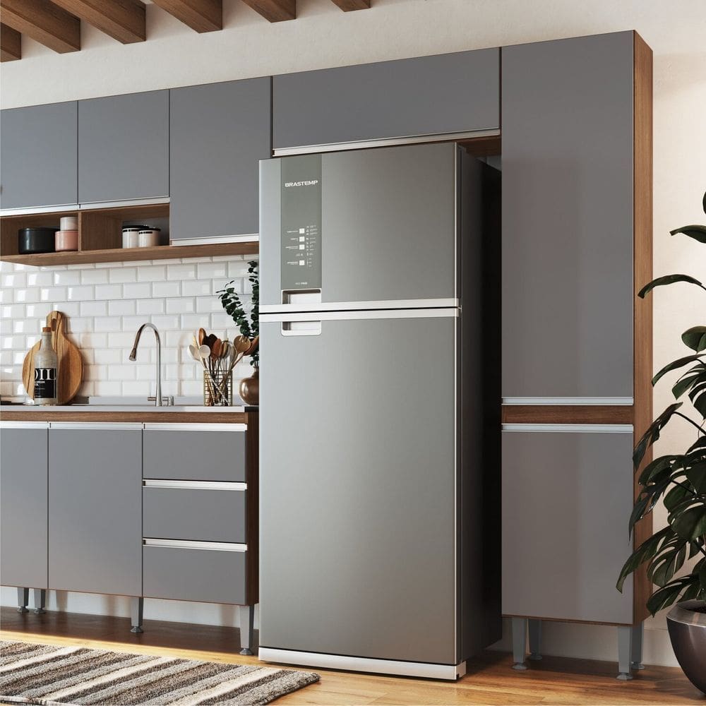 Paneleiro para Cozinha 2 Portas Athena Freijó/Cinza