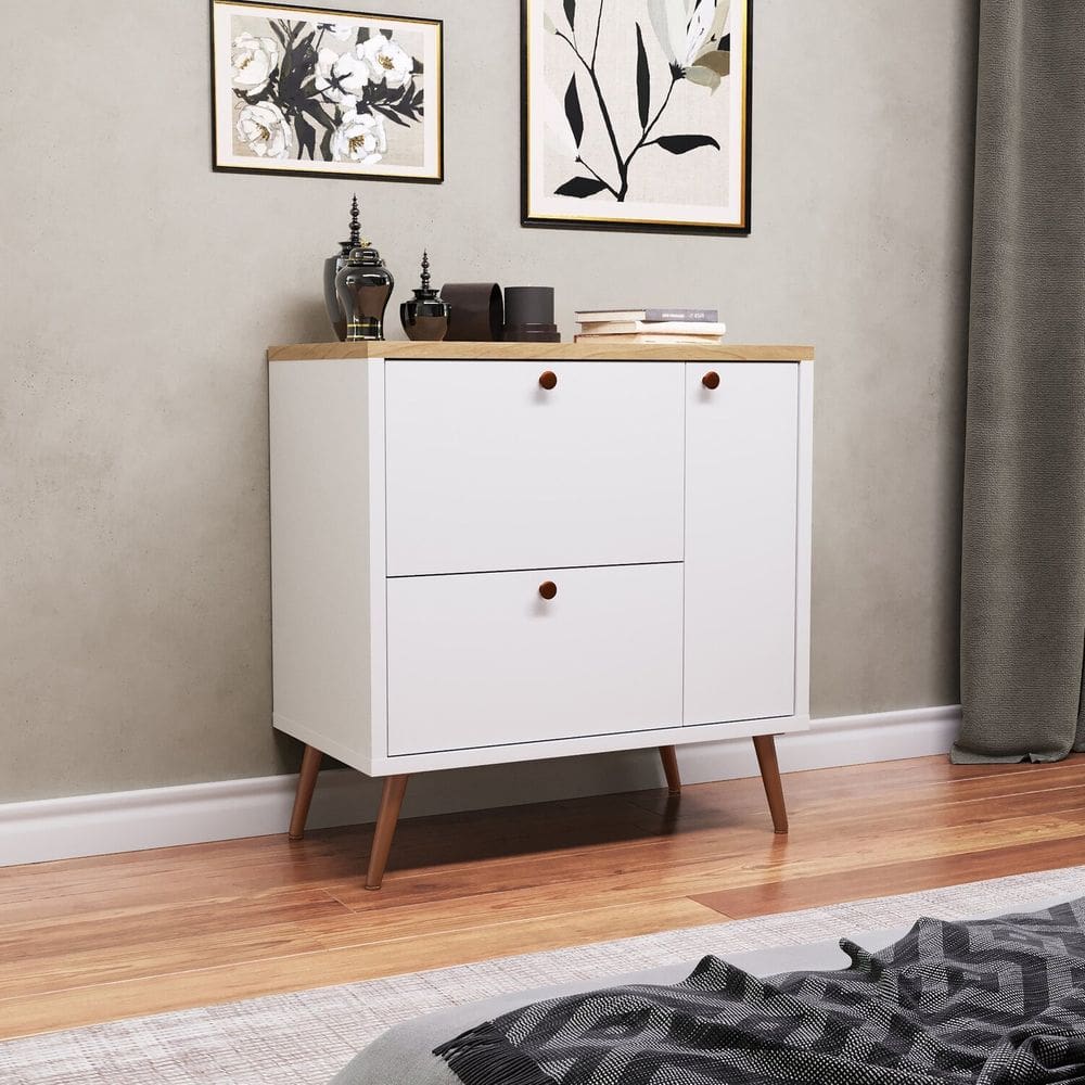 Aparador para Sala de Estar com Pés Madri Branco/Tauari