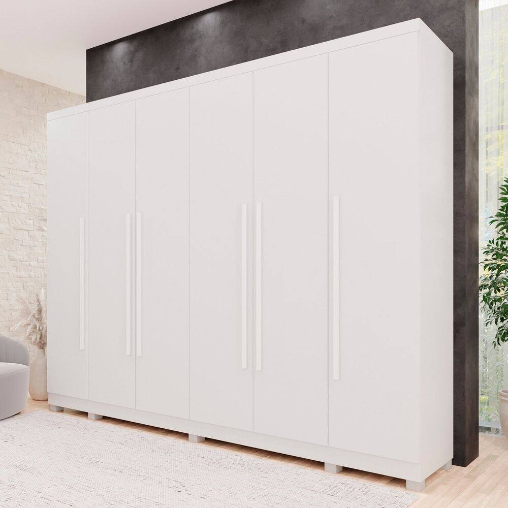 Guarda-roupas 6 Portas 6 Gavetas com Pés Angra Branco