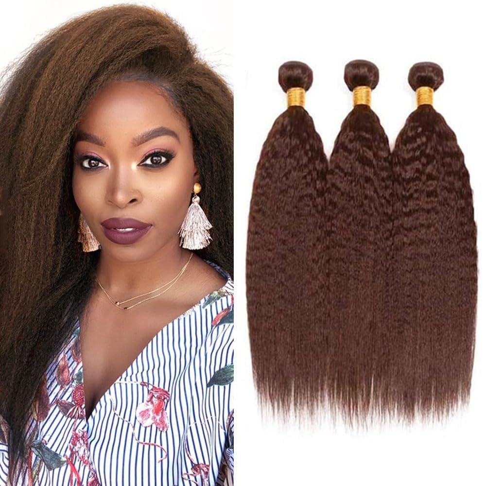 Pacotes de cabelo NiegMeag Dark Brown Yaki Straight 50-60cm